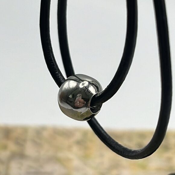 Double Leather Corded Dangling Earrings w/ Silver-Tone Bead Choice of Closure - Picture 9 of 14